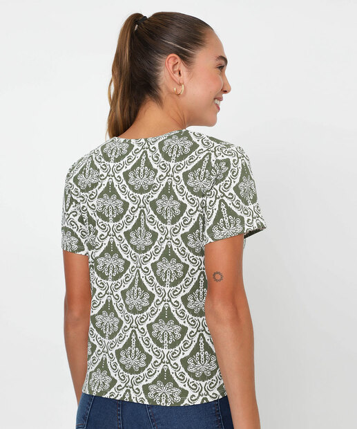 Blusa Feminina Estampada Manga Curta Marisa Off White