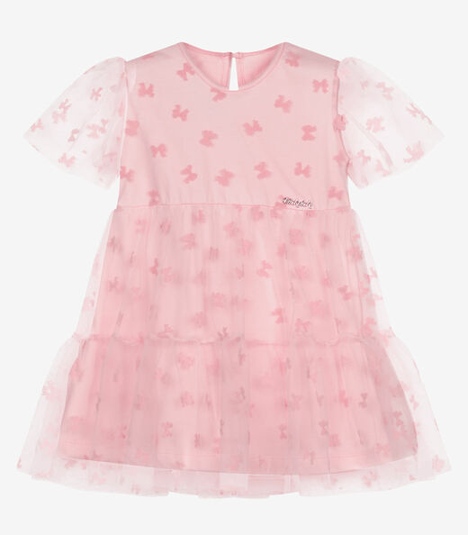 Vestido Feminino Infantil Com Tule Trick Nick Rosa