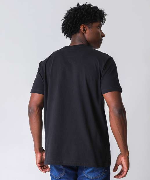 Camiseta Masculina Estampa Frontal Gangster Preto