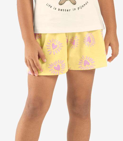 Pijama Infantil Menina Meia Malha Rovi Kids Bege