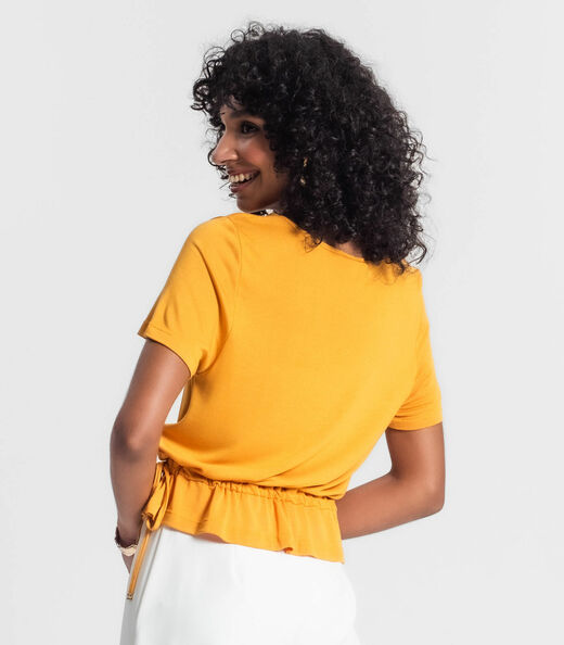 Blusa Feminina Manga Curta Rovitex Amarelo