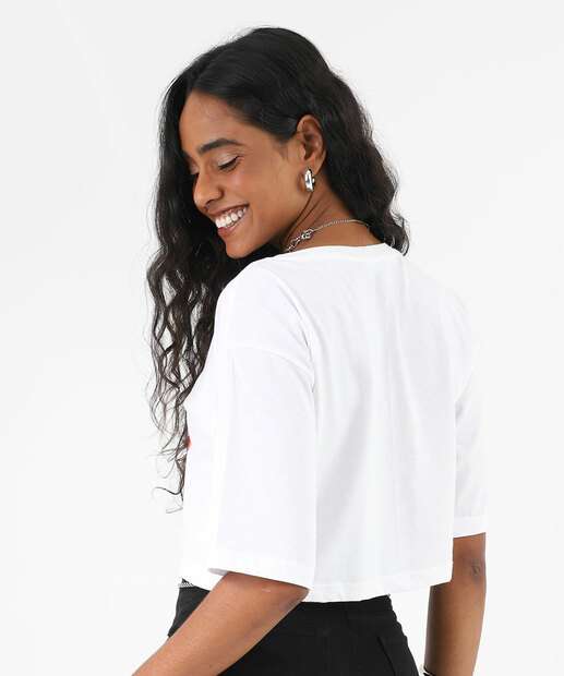 Blusa Cropped Feminina Hello Kitty Sanrio Off White