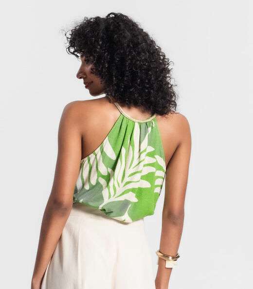 Blusa Feminina De Alça Floral Rovitex Verde