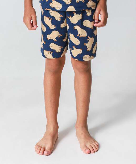 Pijama Infantil Capivara Marisa Tam 4 a 12 Azul