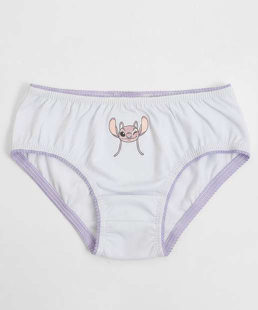 Kit 5 Calcinhas Infantil Stitch Tam 2 a 12 Rosa