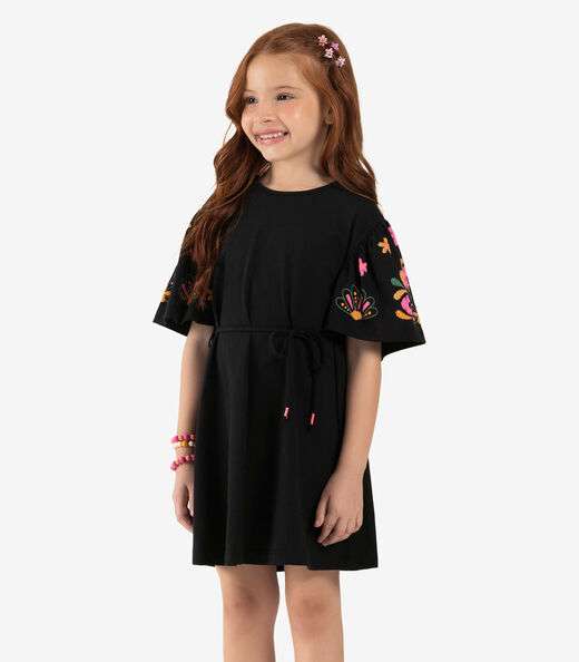 Vestido Infantil Meia Malha Rovi Kids Preto