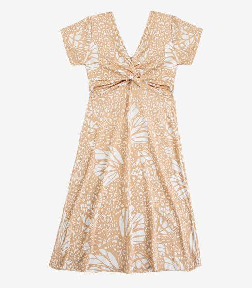 Vestido Curto Feminino Em Liganete Select Bege