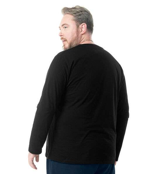 Camiseta Manga Longa Meia Malha Diametro Preto