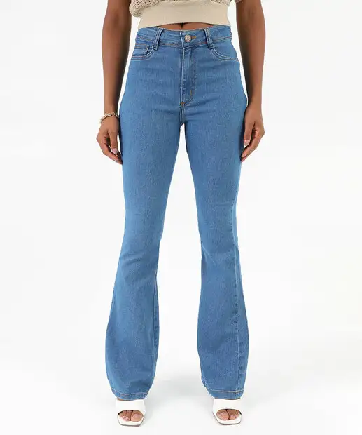 Calça Jeans Flare Feminina Push Up Marisa Azul