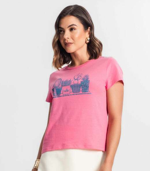 Blusa T-Shirt Feminina Estampada Select Rosa