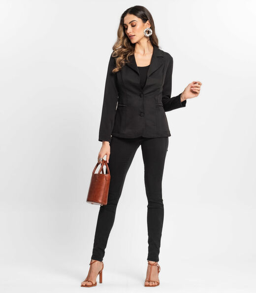 Blazer Feminino De Microfibra Misso Preto