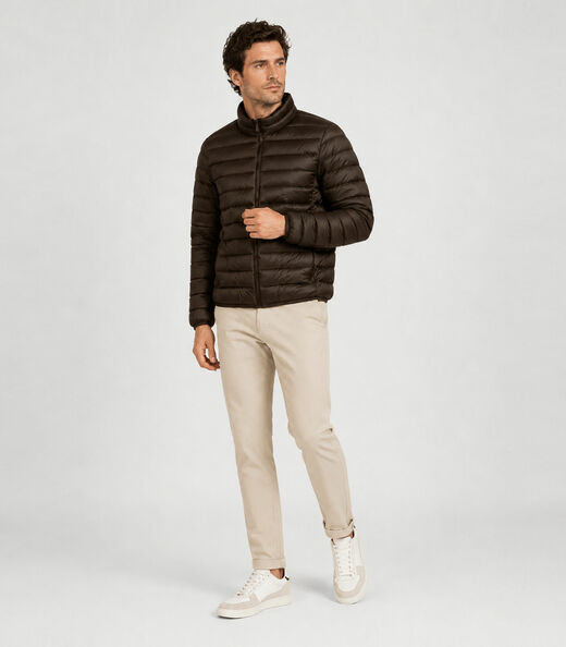 Jaqueta Masculina Puffer Em Poliamida All Free Marrom