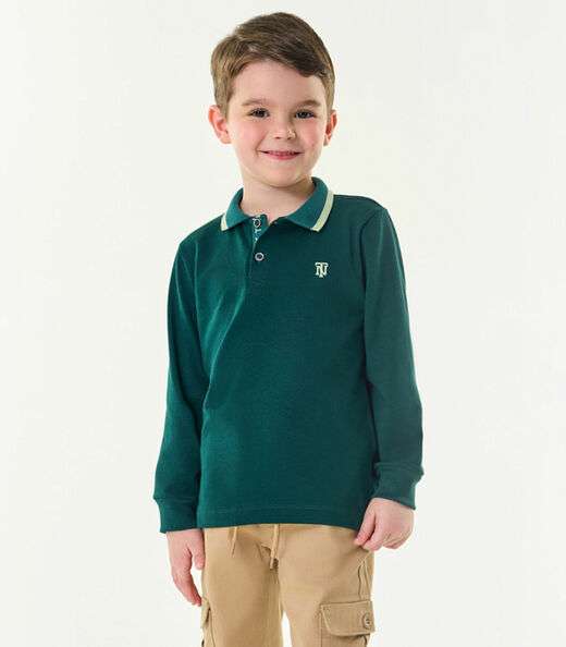 Camisa Polo Infantil Manga Longa Trick Nick Verde