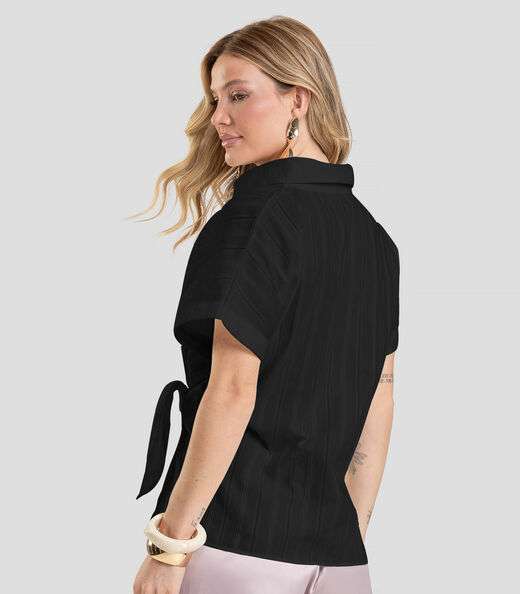 Camisa Feminina em Tricoline Dianna Preto
