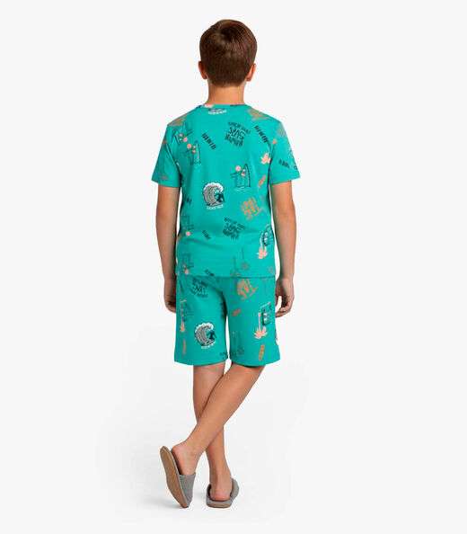 Pijama Infantil Camiseta e Bermuda Select Azul