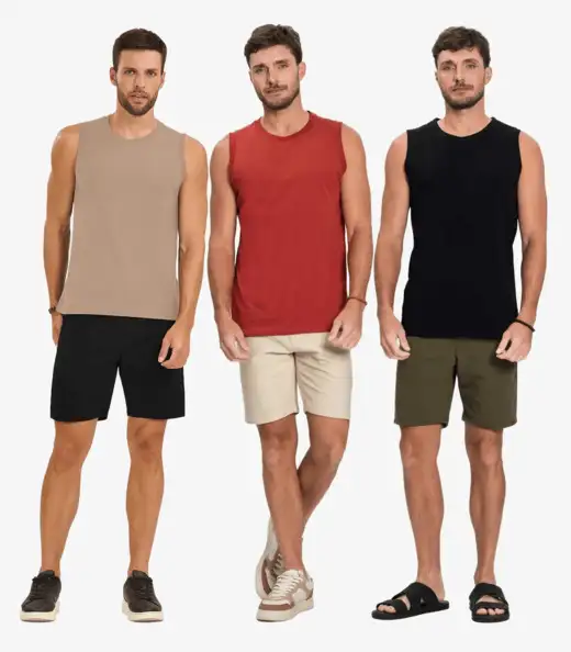 Kit 3 Regatas Masculinas Básicos Meia Malha Diametro Sortido