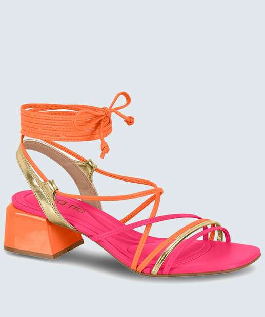 Sandália Salto Grosso Feminina Amarração Beira Rio