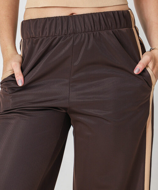 Calça Moletinho College Feminina Listras Marisa Marrom