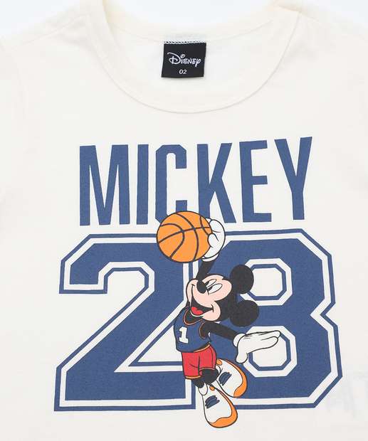 Camiseta Infantil Mickey Disney Tam 1 a 3 Off White