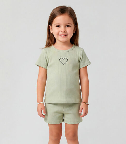 Conjunto Infantil Feminino Blusa e Short Select Verde
