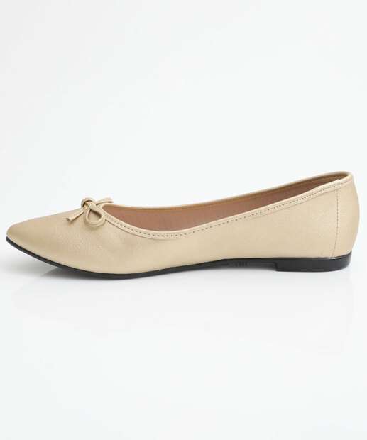 Sapatilha Feminina Bico Fino Metalizada Moleca Dourado