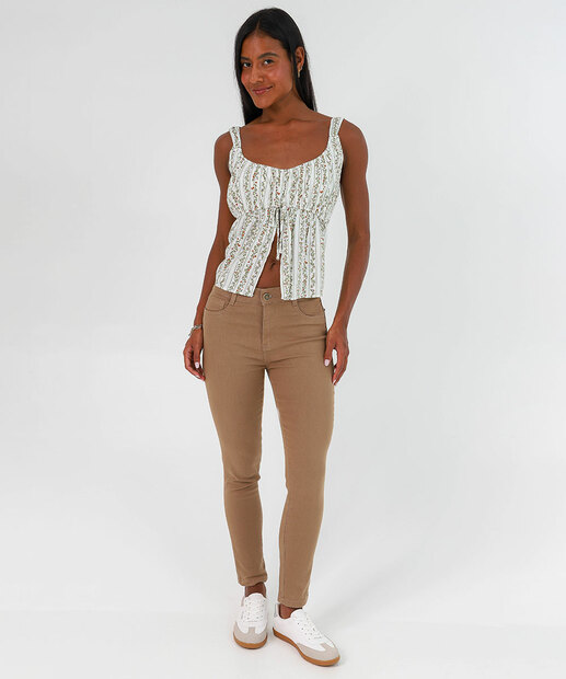 Blusa Feminina Alças Finas Floral Marisa Off White