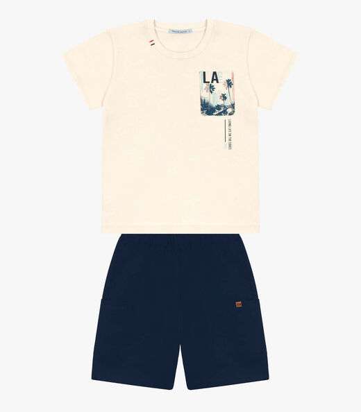 Conjunto Infantil Camiseta Com Bermuda Trick Nick Azul
