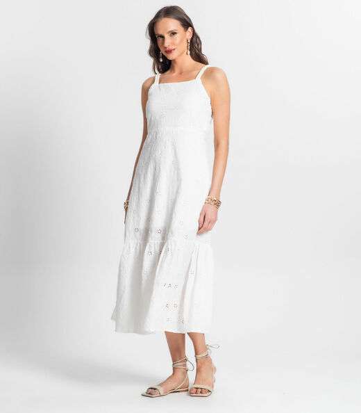 Vestido Midi Em Laise Floral Endless Bege