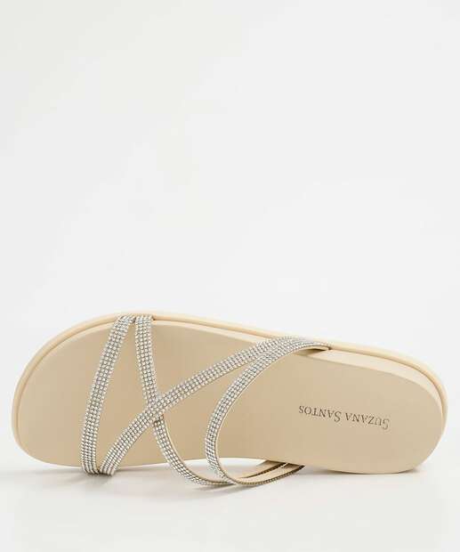 Rasteirinha Feminina Tiras Strass 