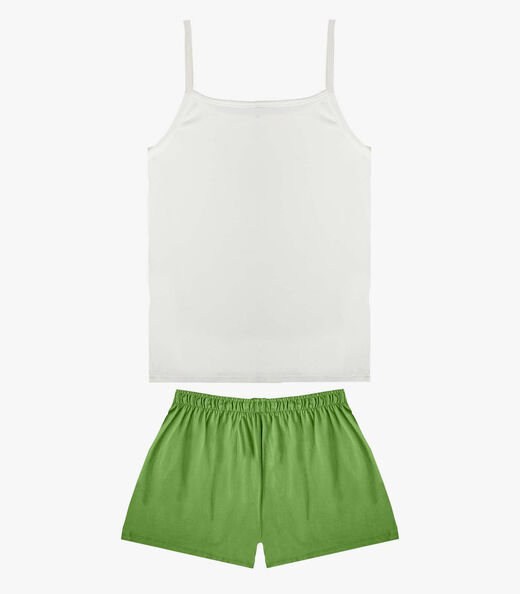 Pijama Feminino Blusa De Alça E Short Infinita Cor Verde