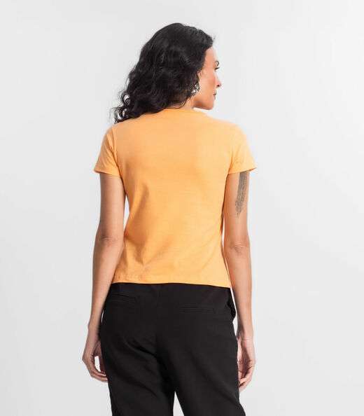 Blusa Baby Look Feminina Estampada Select Laranja