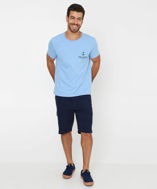 Camiseta Masculina The Anchor Manga Curta Marisa Azul