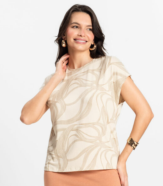 Blusa Feminina em Viscotorcion Rovitex Bege
