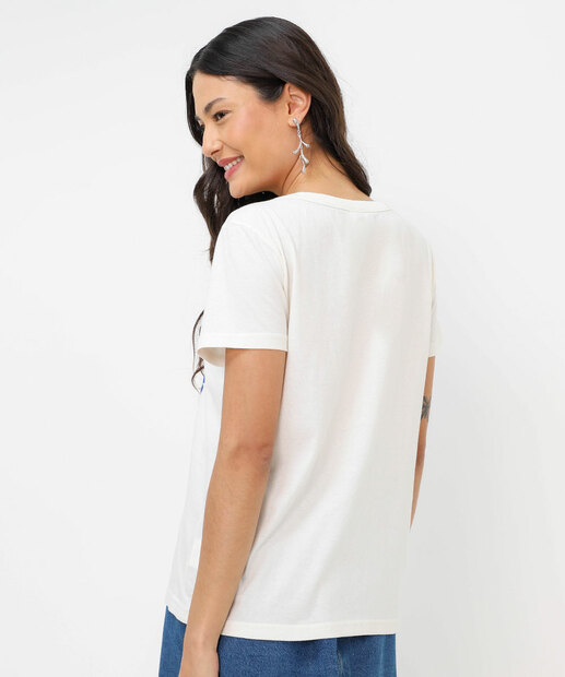 Blusa Feminina Manga Curta Snoopy Off White