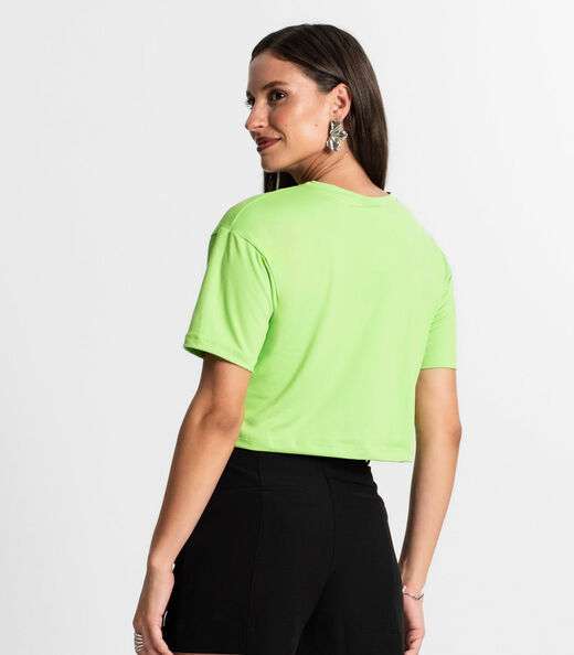 Blusa Cropped Manga Curta Rovitex Verde