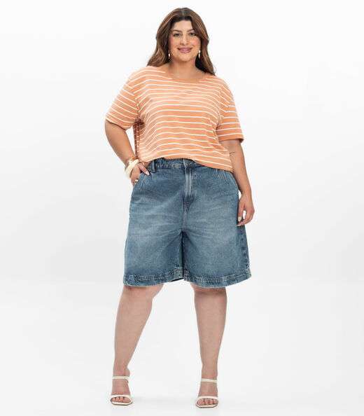 Blusa Feminina Plus Size Gola Redonda Secret Glam Marrom