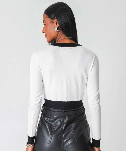 Cardigan Feminino Cropped Marisa Off White