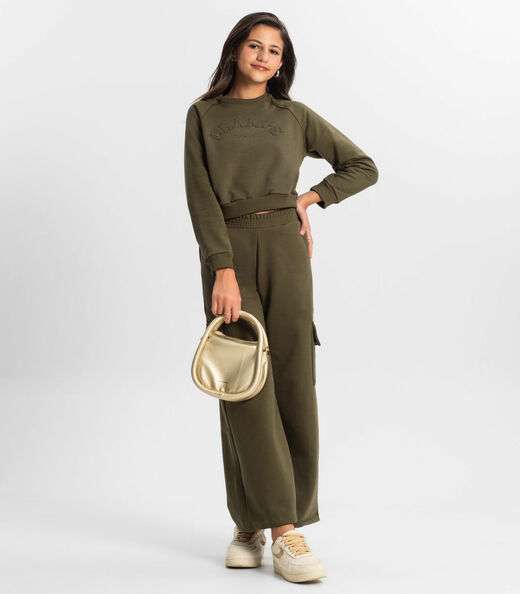 Blusão Juvenil Feminino Em Moletom Minty Verde