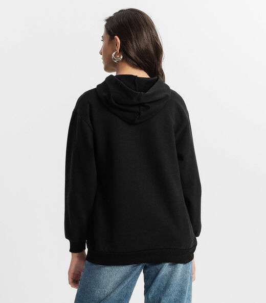 Blusão Juvenil Feminino Com Capuz Minty Preto