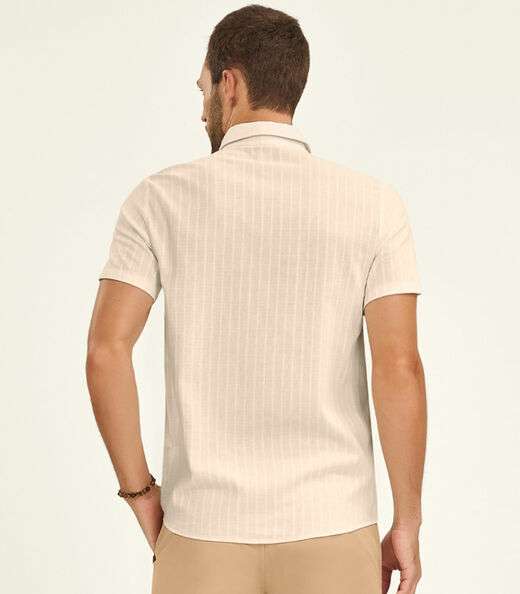 Camisa Masculina Manga Curta Diametro Bege