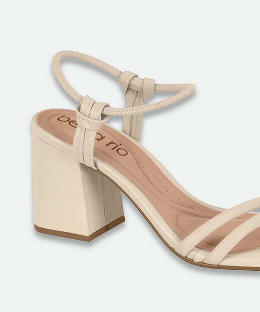 Sandália Salto Grosso Feminina Beira Rio 8436213 Bege 