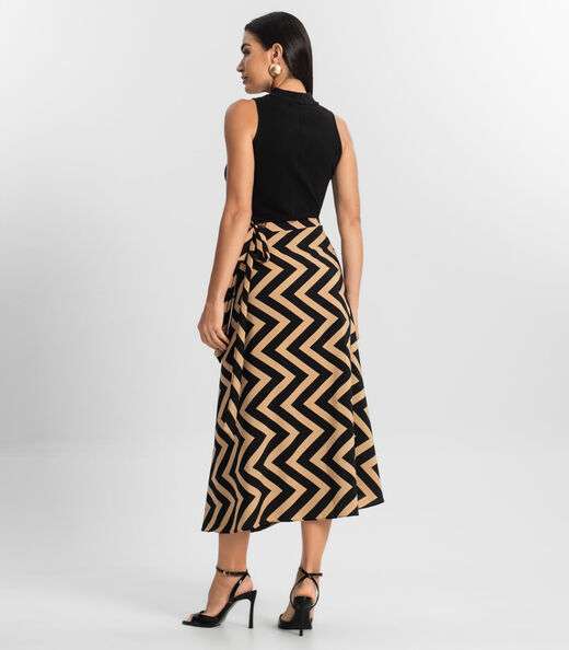 Saia Midi Amarração Envelope Select Marrom