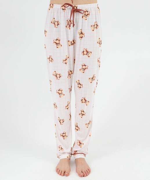 Pijama Americano Feminino Ursos Marisa Off White
