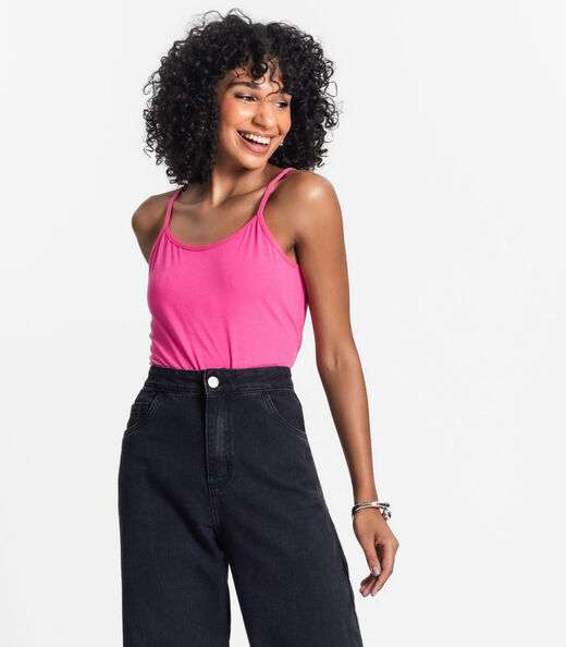 Image_Blusa de Alça Feminina Viscotorcion Básica Rovitex Rosa