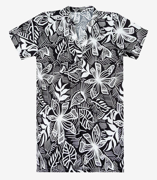 Vestido Curto Estampado Com Peitilho Infinita Cor Preto