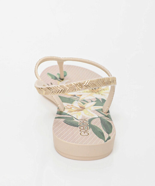 Sandália Feminina Rasteira Trabalhada Grendha Off White