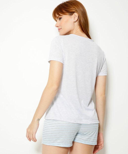 Pijama Feminino Estampado Manga Curta Marisa