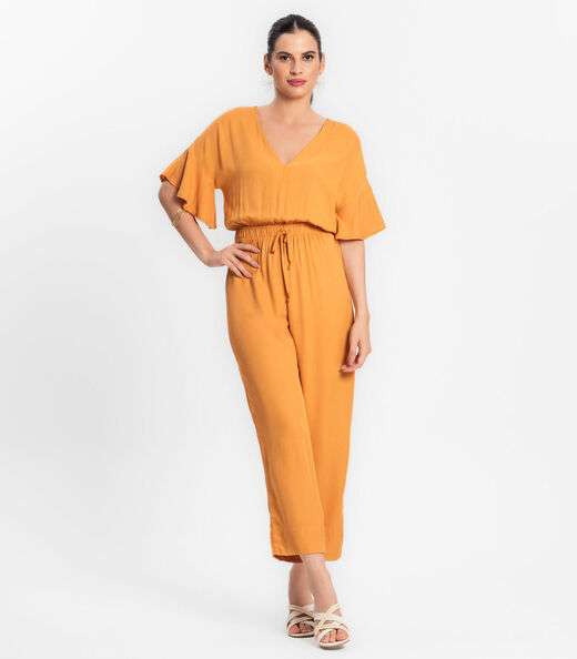 Macacão Feminino Em Viscose Sarjada Endless Marrom