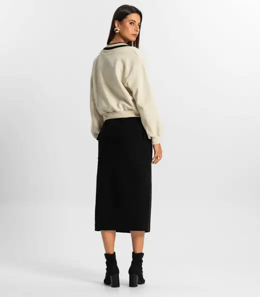 Saia Midi Cargo Feminino Rovitex Preto