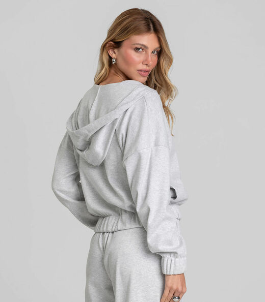 Jaqueta com Capuz Feminino em Sudine Dianna Cinza